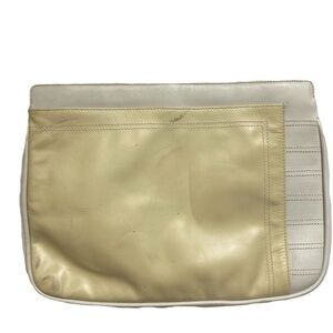 Salvatore ferragamo white cream clutch bag